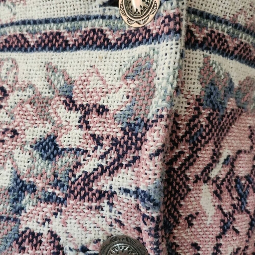 Vintage Floral Tapestry Jacket Boho Western Southwestern Art To Wear One Size - Picture 7 of 9